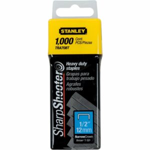 stanley sharpshooter heavy duty 1/2" staples heavy duty 1/2" 1/2" leg 3/8" crown silver 1000 / box