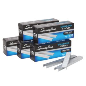 swingline standard staples, 1/4" length, 5,000 per box, pack of 5