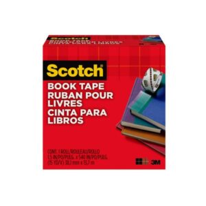 scotch book tape, 1 1/2 in x 540 in, 1 tape roll, clear, home office and school supplies
