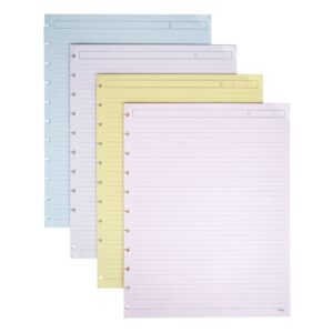 tul discbound notebook refill pages, letter size, narrow ruled, 50 sheets, assorted colors