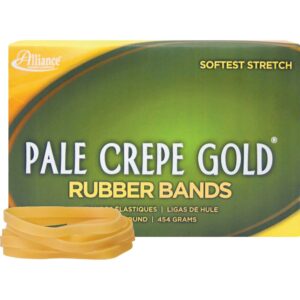alliance rubber pale crepe gold rubber bands, #64, 3 1/2" x 1/4", 1 lb, box of 490